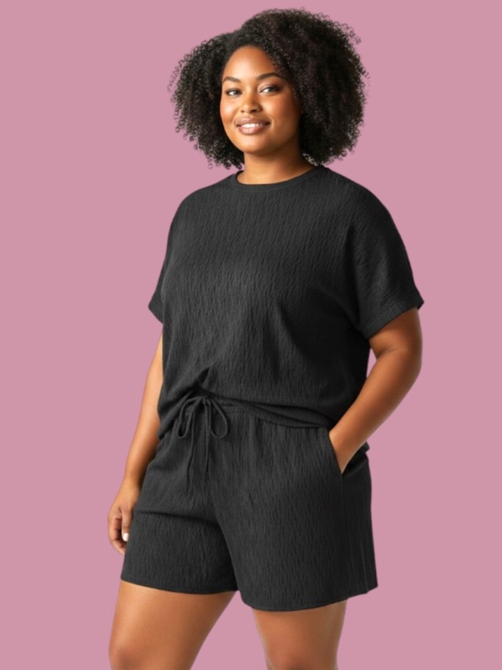 Lovely Melody Black Shirt/Shorts Set